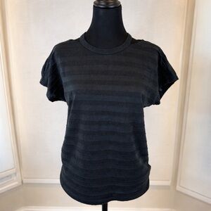 Rag & Bone Black Sheer Stripe Tee XS Minimalist Designer Semi Sheer Top